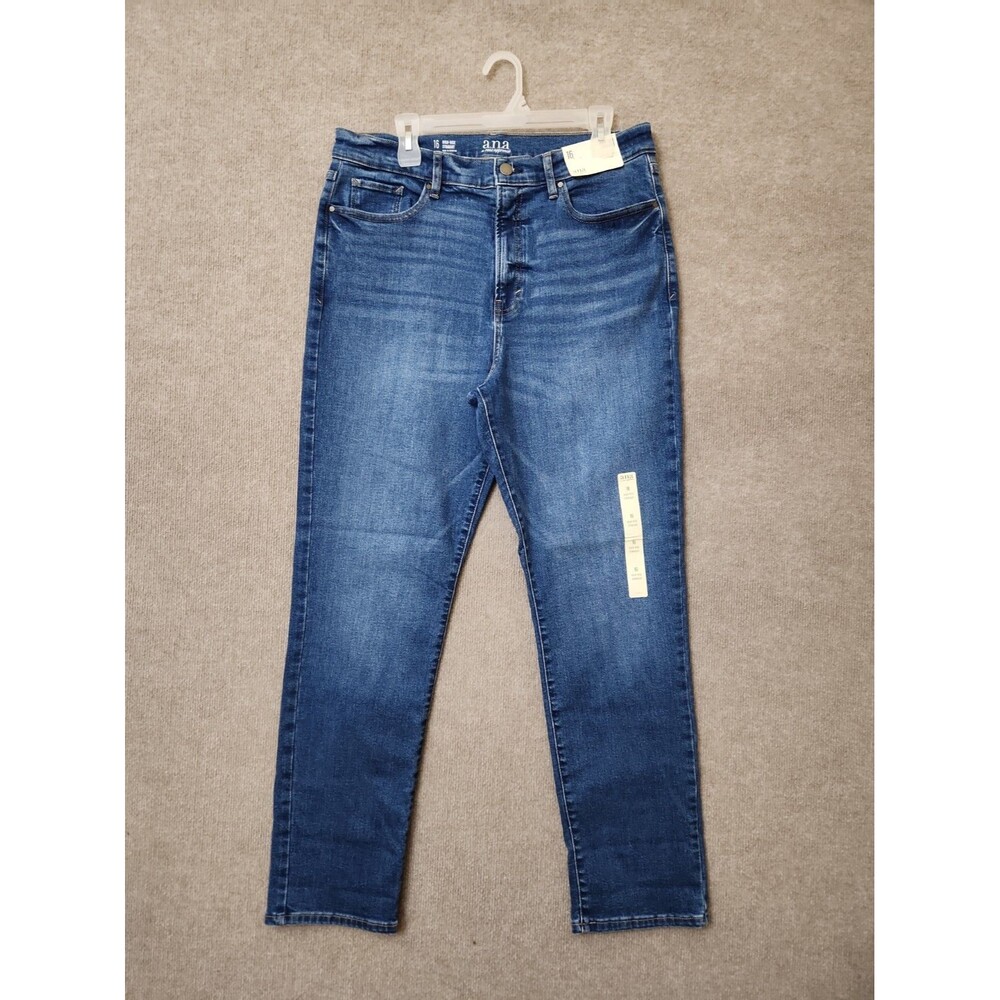 a.n.a High Rise Straight Leg Jeans Womens 16 Blue Medium Wash Stretch NEW